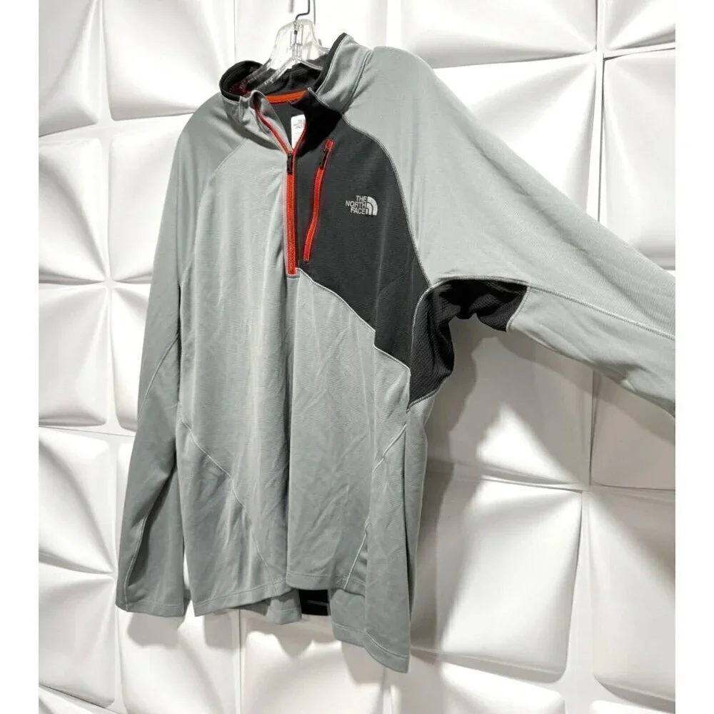The North Face Mens Sz XL Gray 1/4 Quarter Zip Flashdry Running
